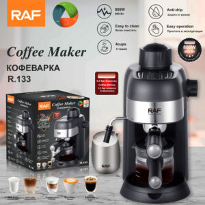 RAF European Standard Italian Coffee Machine for Home Use, Small Semi-Automatic High-Pressure Steam Milk Frother for Office