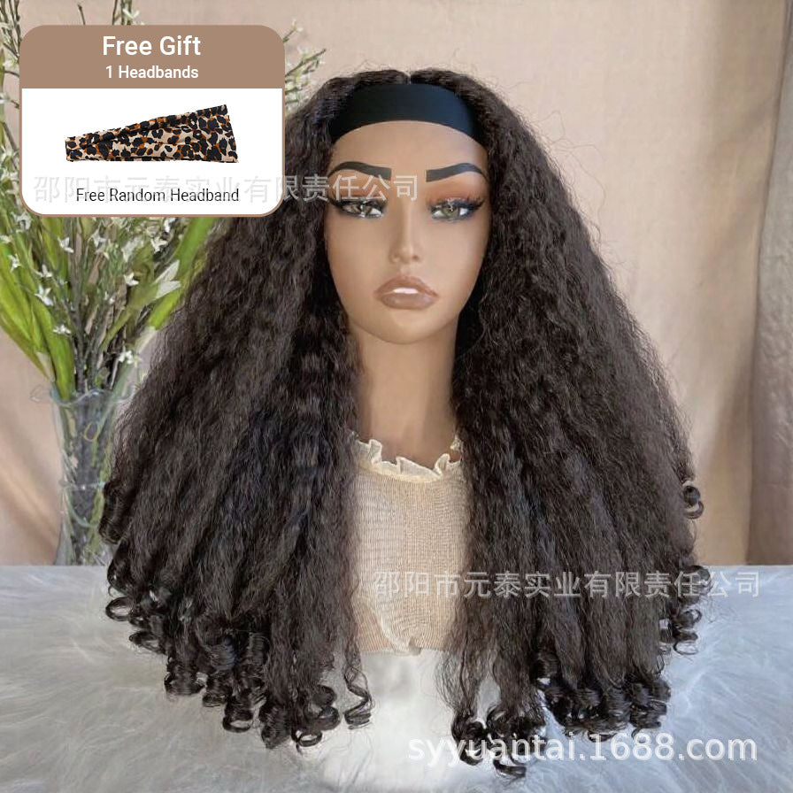 Africa Afro YAKI curly Ribbon Hair Band Curly Hair Chemical Fiber Wig headband wigs - 图片 5
