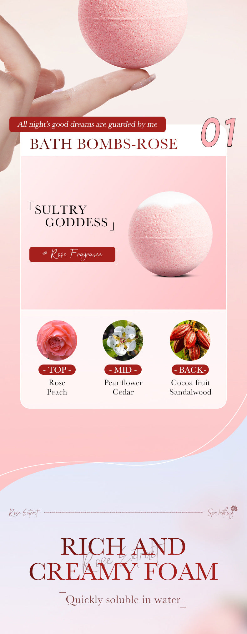 Rose Bath Salt Balls SADOER Deep Cleansing Body Universal Bath Ball Cross-Border Foreign Trade Wholesale - 图片 15