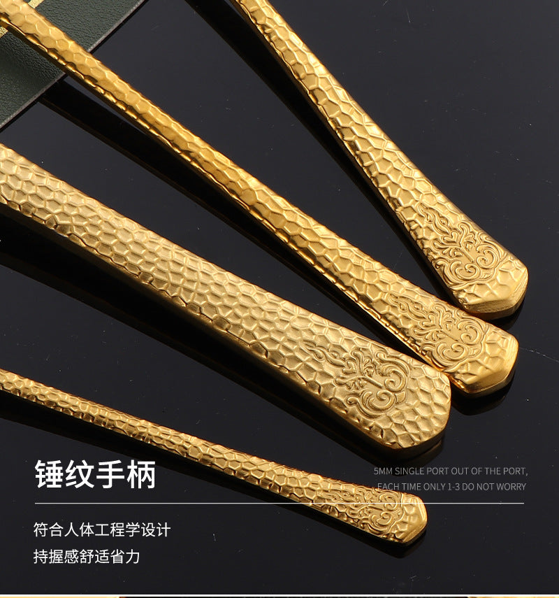 410Stainless Steel Tableware Hotel Restaurant Hammered Knife Fork Spoon24Set of High-End Western Cuisine Embossed Steak Knives and Forks - 图片 35