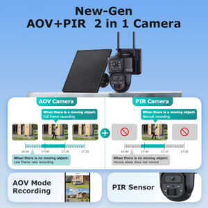 AOV 600Wan Solar Low Power Consumption Camera7*24Hourly Full Color Night Vision Low Frame Rate Long Video Surveillance