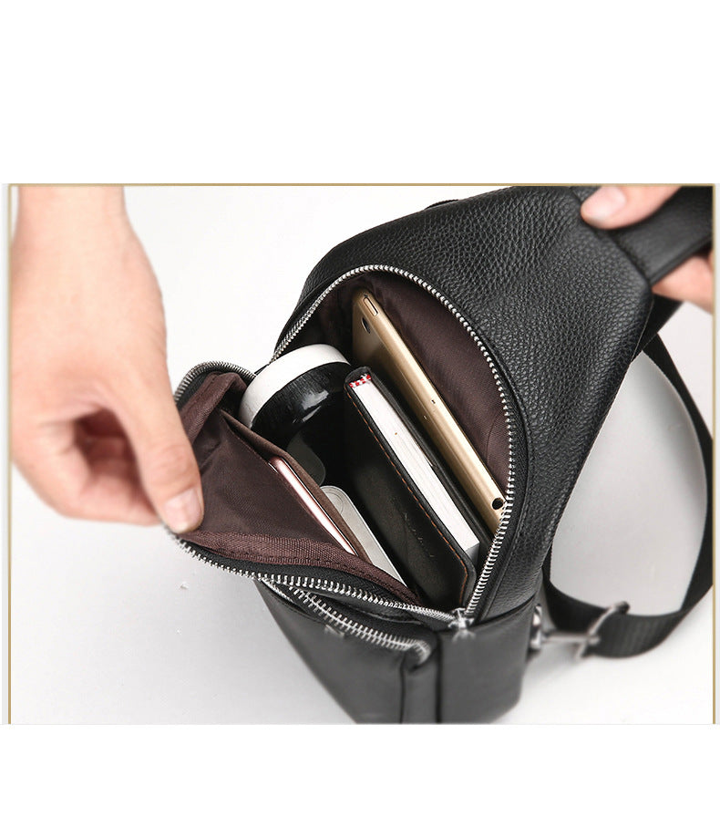 Anti-theft Bag Cowhide Chest Bag Password Lock Outdoor Sports Genuine Leather Single Shoulder Crossbody Bag Anti-theft Password Lock - 图片 8