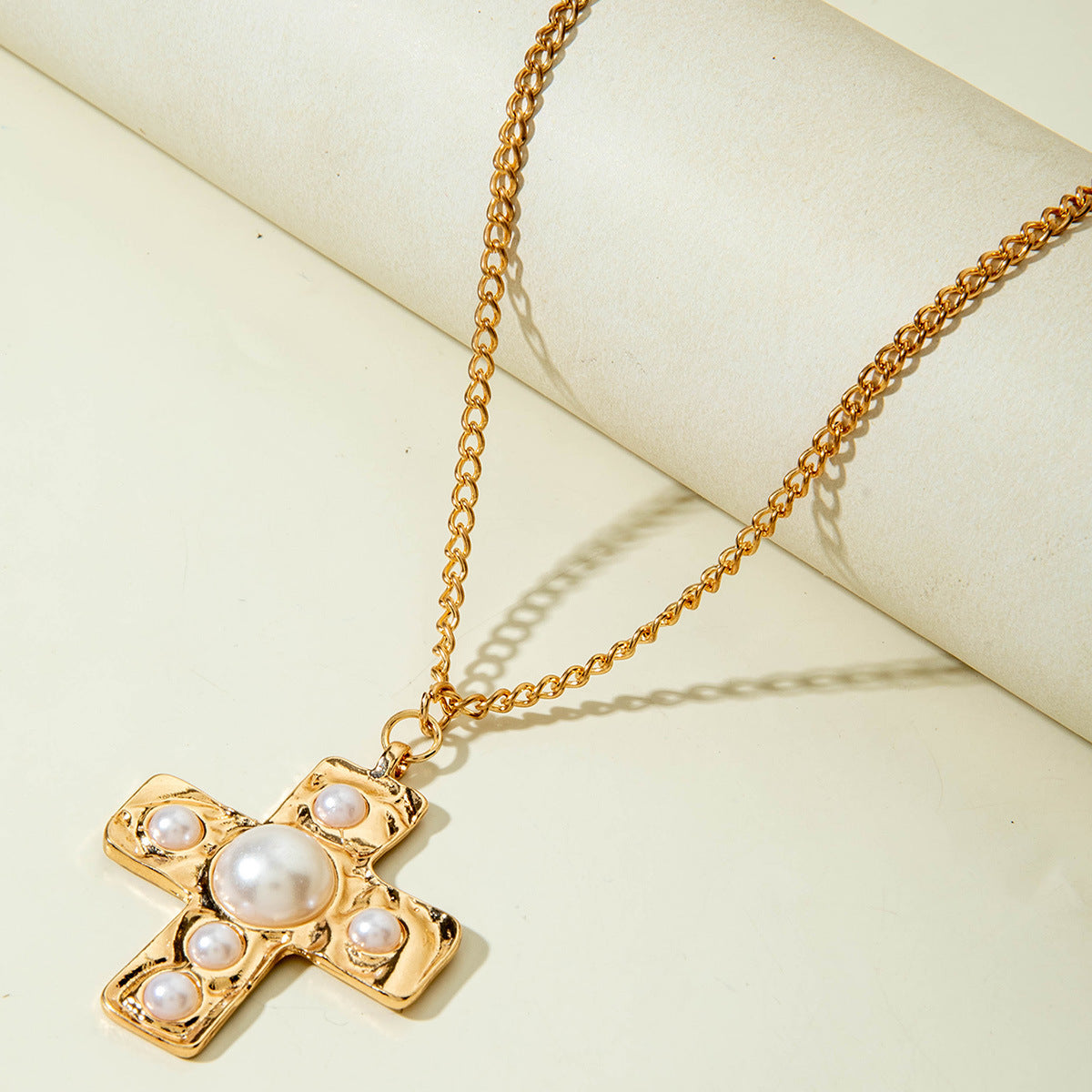 European and American Retro Hollow Diamond Cross Pendant Necklace Gothic Style Black Layered Wear Y Type Necklace - 图片 79