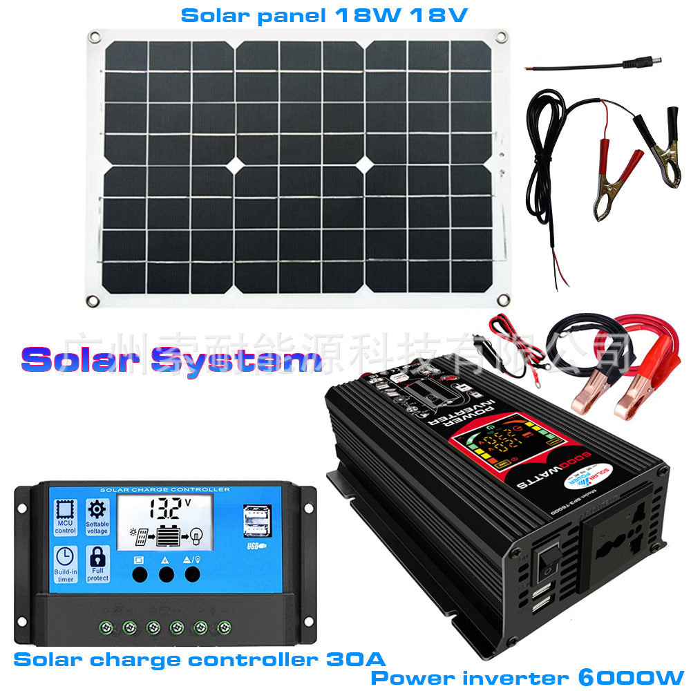 12V Solar Energy Kit System: Inverter 30A Controller 18W Solar Panel Solar System - 图片 12