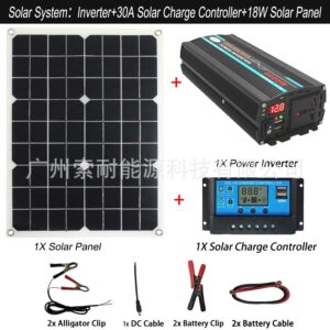 Pure Sine Wave Solar Power Kit System Configuration30A Controller 18W/36W Solar Panel Solar System