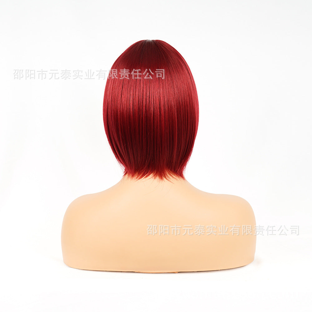 Air Bangs Medium Short Straight Hair BOBO Wig BUGwigs Neck-length European and American African Short Hair - 图片 3