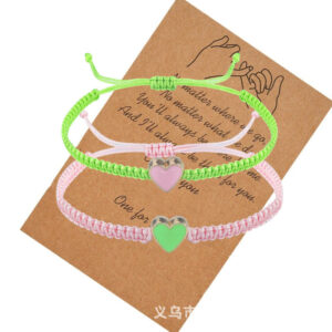 Valentine's Day Heart Bracelet Pair Gift High-end Colorful Woven Rope Card Stretchable Couple Woven Bracelet