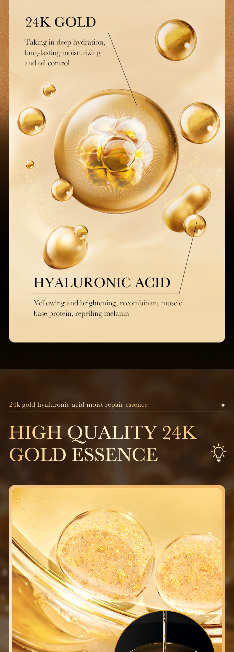 24K Gold Essence ZOZU Hyaluronic acid moisturizing and hydrating skincare wholesale for trade - 图片 8
