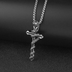 European and American Fashion Personality Exaggerated Zodiac Snake Cross Necklace Pendant Men's Trendy Hip Hop Versatile Hanging Decoration Wholesale