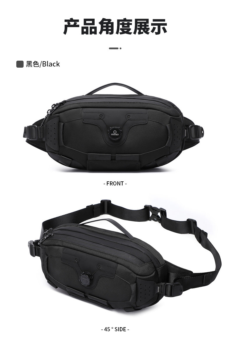 OZUKO Men's Chest Bag Crossbody Waist Bag Multifunctional Tactical Waterproof Portable Outdoor Cycling Trendy Brand High-end Bag - 图片 26