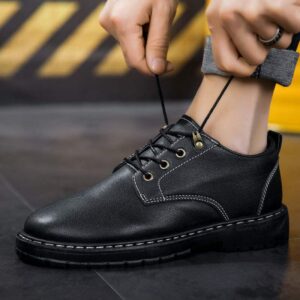 Summer Work Leather Shoes Casual Kitchen Men's Shoes Waterproof Non-Slip Oil-Proof Chef Shoes Black Work Boots for Young People