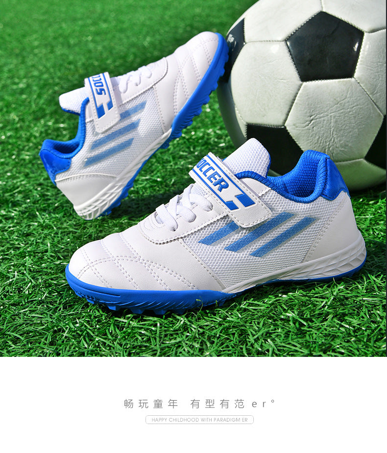 New football shoes for men and women with Velcro for children TF Broken Nail Style Youth Student Grassland Flat Training Shoes - 图片 22
