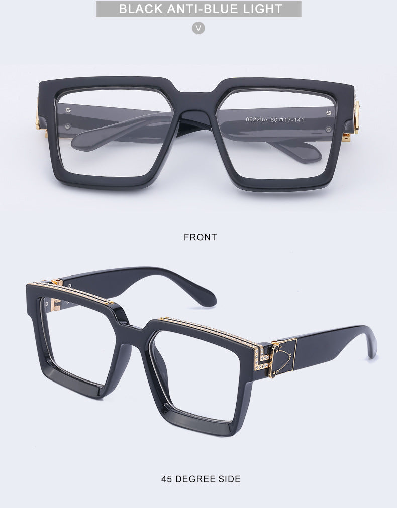 Diamond-Studded Large Square Frame Sunglasses for Women, European and American Style, 0k Influencer Same Style Sunglasses for Men, Trendy and High-End Feel shades - 图片 40