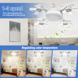 50W Drone Style Ceiling Fan Light E27Fan Light led Fan Light Folding Ceiling Light3Color Light