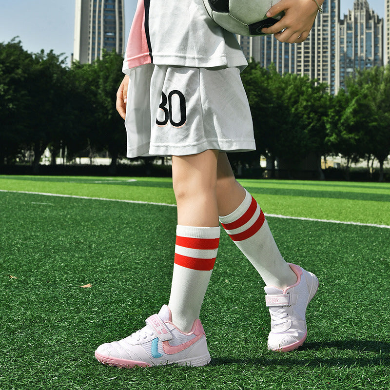 New football shoes for men and women with Velcro for children TF Broken Nail Style Youth Student Grassland Flat Training Shoes - 图片 4