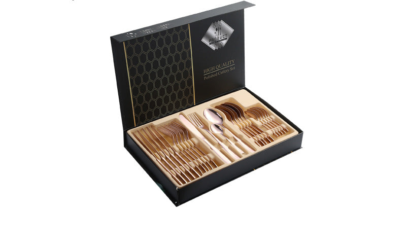 410Stainless Steel Cutlery Set Restaurant Square Handle Knife Fork Spoon24Set of Western Steak Knives and Forks - 图片 32