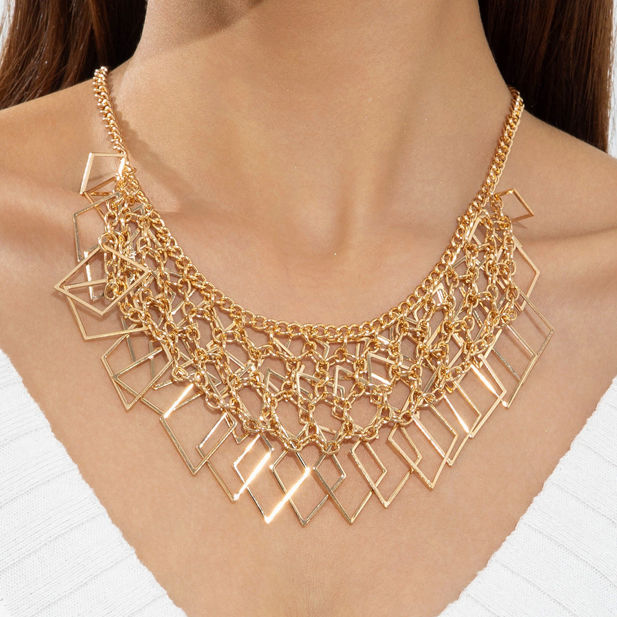 European and American Ornament Fashion Hip-Hop Short Thick Chain Geometric Necklace Metal Exaggerated Necklace - 图片 13