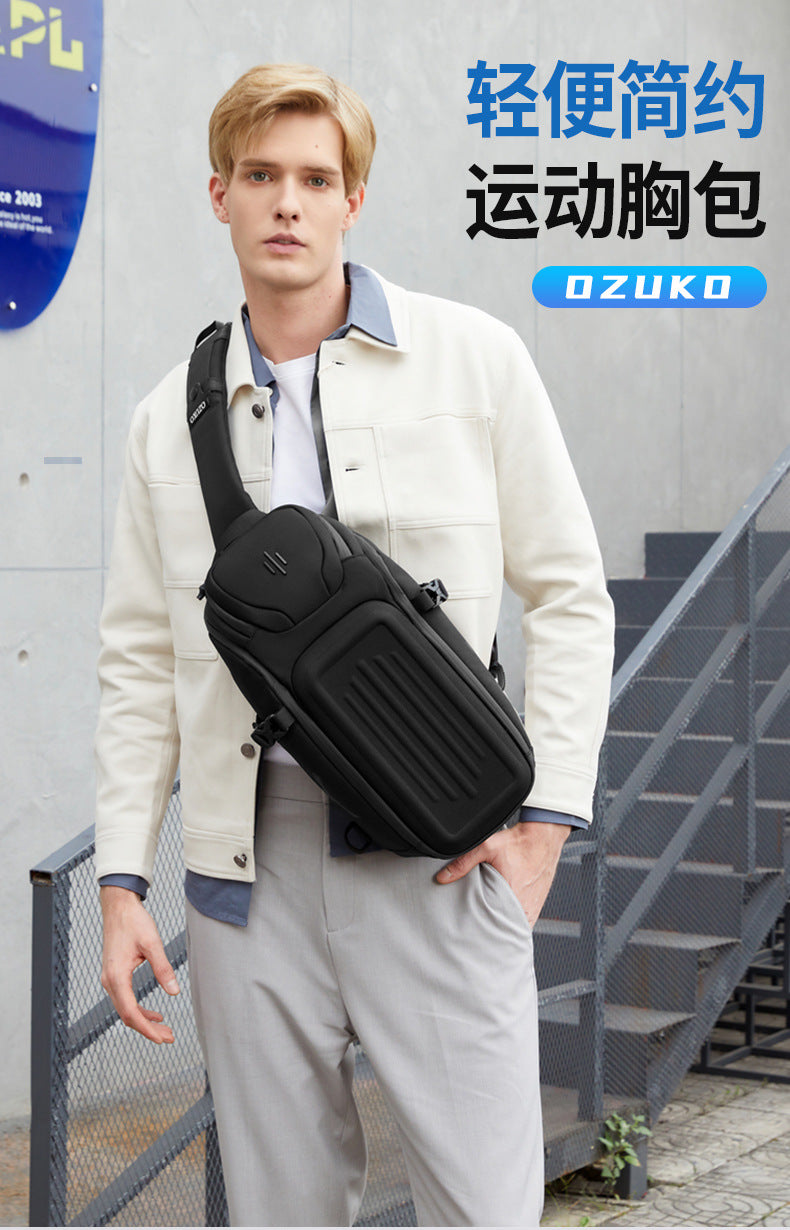 OZUKO Men's Chest Bag Waterproof Crossbody Bag Business Simple Crossbody Bag Trendy Commuter Small Backpack High-End Feel - 图片 7