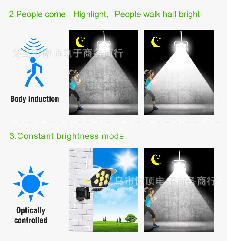 Solar Simulation Surveillance Light Outdoor Lighting LED Human Body Sensor Anti-Theft Light Garden Light Street Light - 图片 22