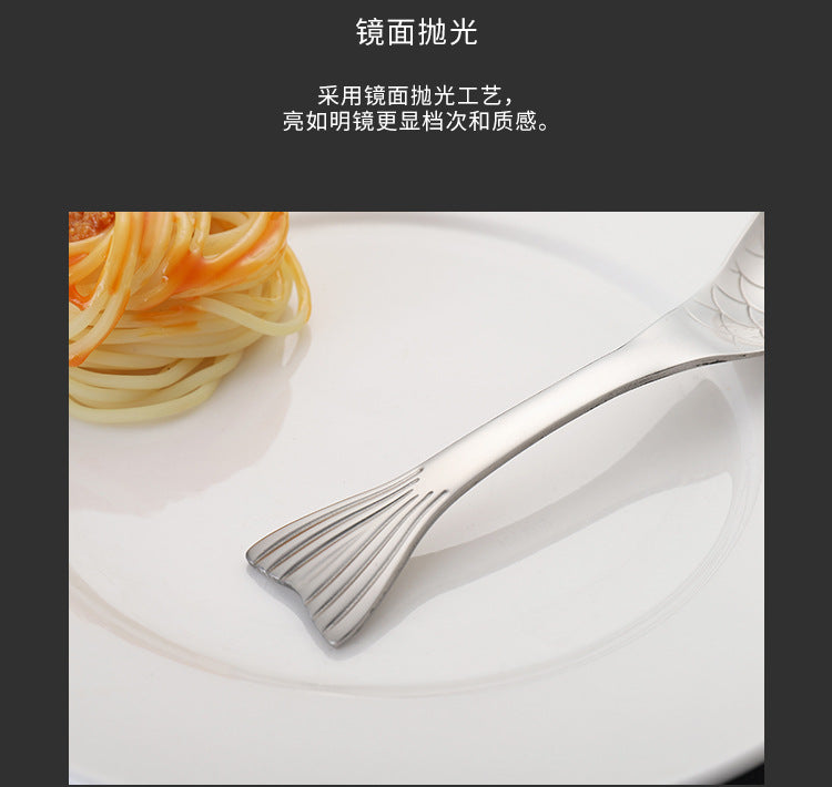 304Stainless Steel Spoon Cooking Restaurant Spoon Pickled Fish Spoon Cartoon Spoon PVD Titanium-plated Colorful Fish Tail Cute Spoon - 图片 31