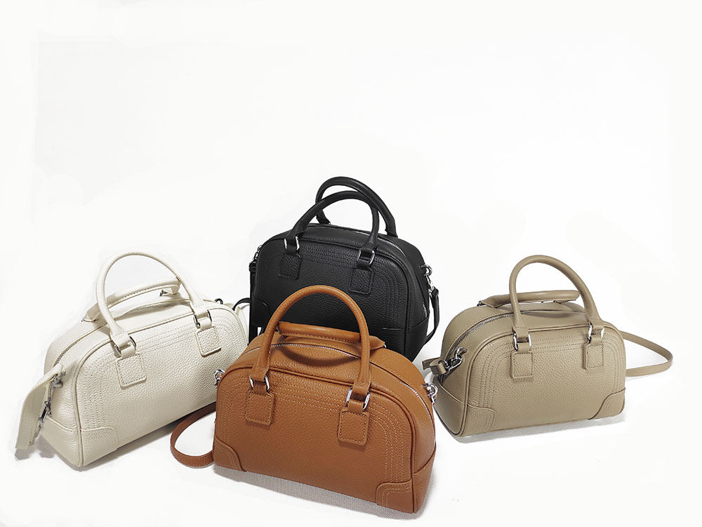 Large Capacity Genuine Leather Bag Top Layer Cowhide Women's Bag Single Shoulder Crossbody Ladies' Bag Handbag Round Bag Fashion Versatile - 图片 9