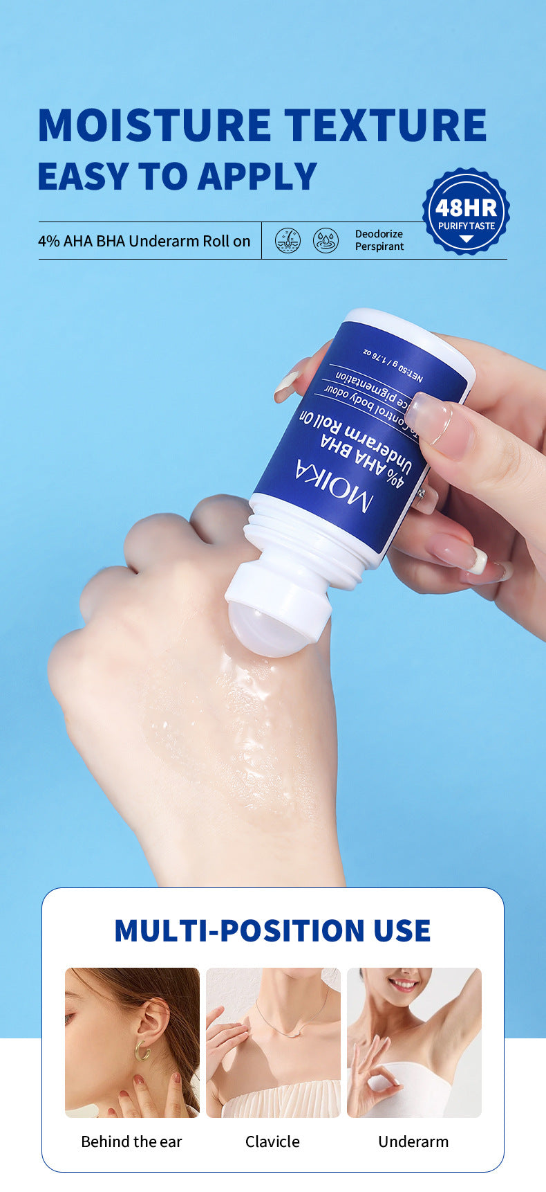 In Stock Underarm Deodorant Antiperspirant Salicylic Acid Roll-On Body Odor Eliminator Antiperspirant Deodorant - 图片 11