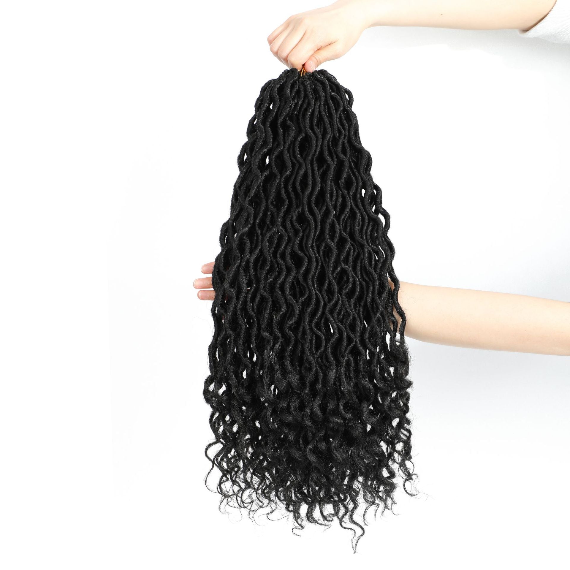 Cross-border European and American Synthetic Hair Wigs Curved Up and Down Crochet Hair Wigs Goddess Faux Locks Curly Handwoven - 图片 5