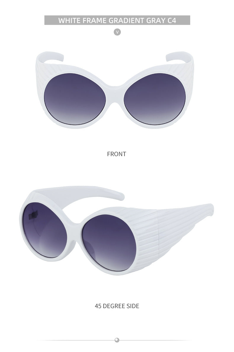 Fashion Catwalk Style Round Frame Sunglasses for Women Trendy High-end European and American Style Internet Celebrity Large Frame Sunglasses for Women Stage Performance - 图片 25