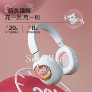 Head-mounted Bluetooth Wireless Earphones Cute Cartoon Cat Full Ear Long Battery Life Support Customization Noise Reduction Cat Ear
