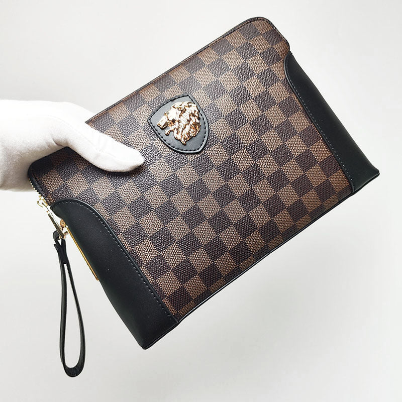 Fingerprint Lock Clutch Bag Large Capacity Business Men's Genuine Leather Handheld Luxury Woven Clutch Portable Fingerprint Unlock - 图片 15