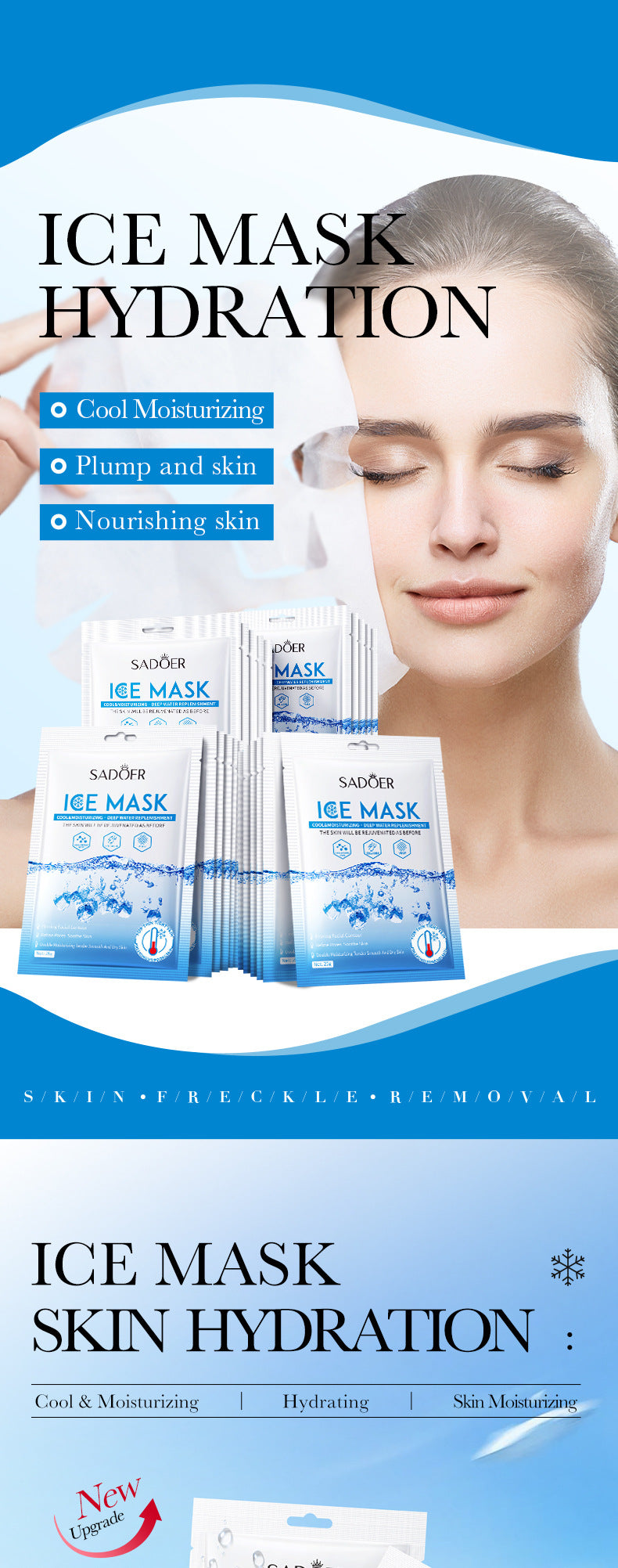Ice Mask25g SADOER Deep Hydration Moisturizing Refreshing Face Mask Sheets Wholesale for Cross-Border Trade - 图片 7