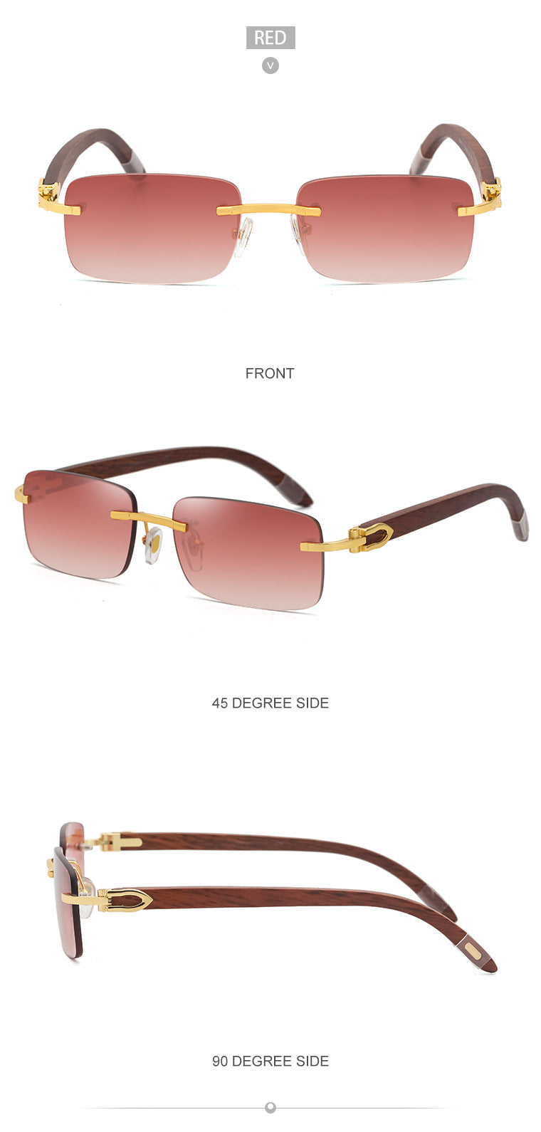 Fashion Sunglasses for Men Frameless Wooden Leg Slingshot Sunglasses Men Trendy Wooden Optical Frame sunglasses - 图片 27