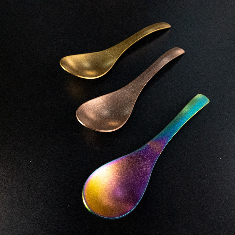 Pure Titanium Spoon Household Uncoated Ice Flower Craft Outdoor Pure Titanium Soup Spoon Hot Pot Wide Spoon High Temperature Coloring Titanium Soup Spoon - 图片 20
