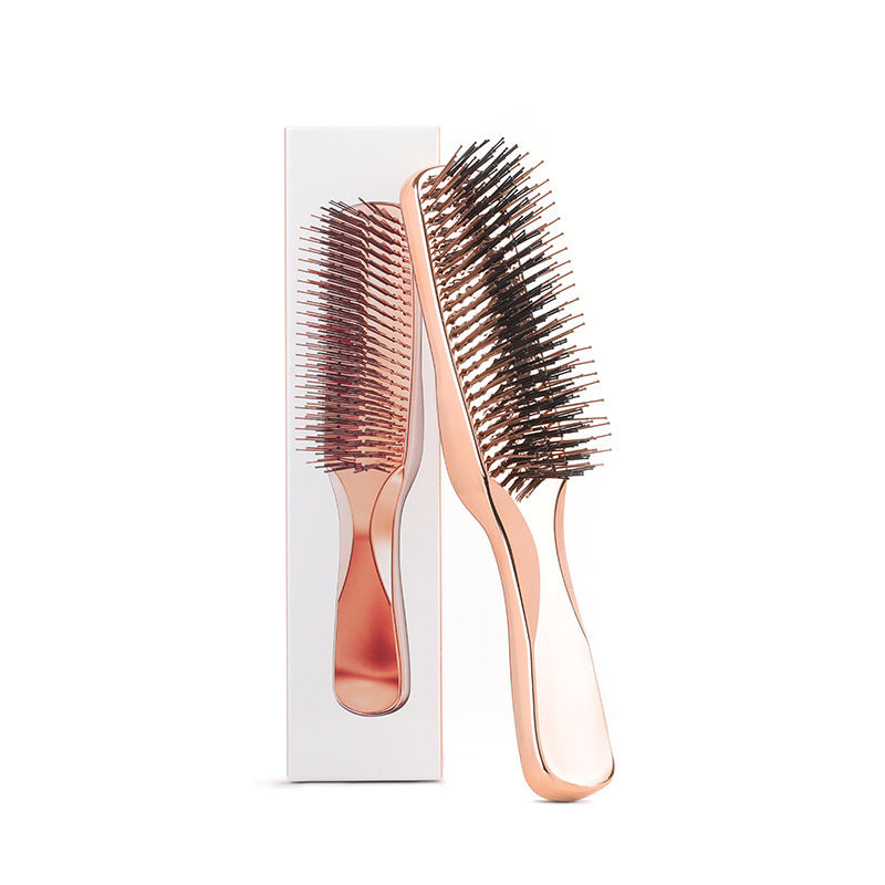 Electroplated Fine Needle Comb Head Meridian Massage Comb Scalp Cleaning Care Comb Dry and Wet Dual-use Portable Hairdressing Comb - 图片 8