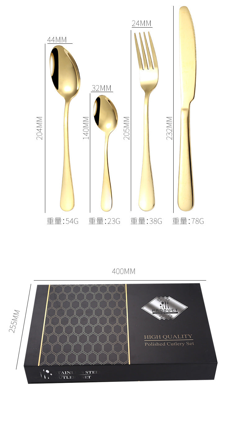 1010Stainless Steel Tableware Hotel Restaurant Knife Fork Spoon Set Western Steak Knife Fork24Set - 图片 14