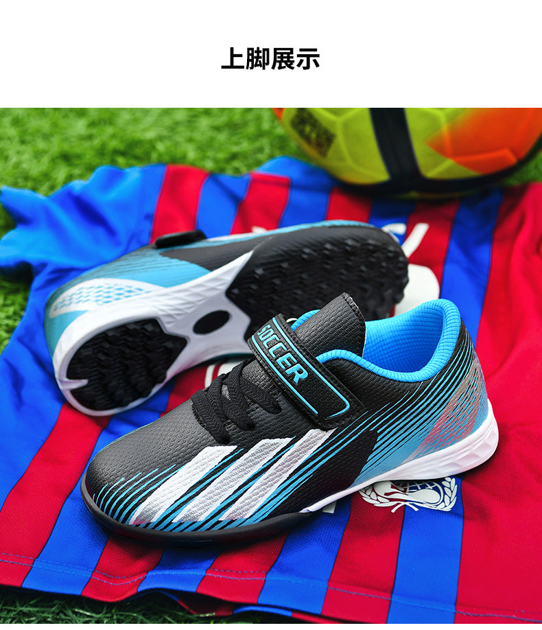 New football shoes for men and women with Velcro for children TF Broken Nail Style Youth Student Grassland Flat Training Shoes - 图片 17