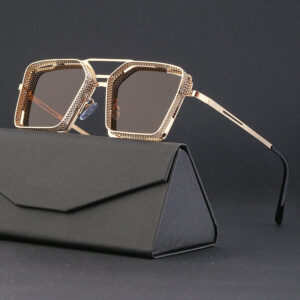 Vintage Steampunk Sunglasses for Men Metal Hollow Square Frame Sunglasses Men's Trendy Glasses sunglasses
