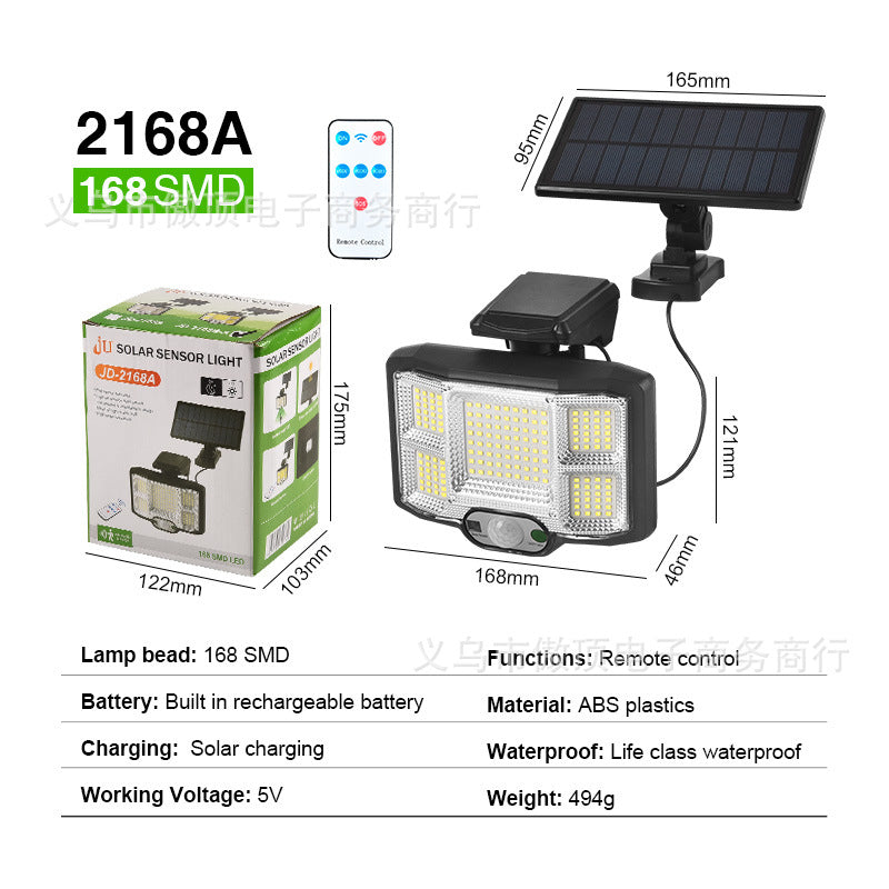 Outdoor Solar Street Light Waterproof Split Wall Light Garden Courtyard Light Human Body Sensor Light Rotatable Three-Head Light - 图片 10