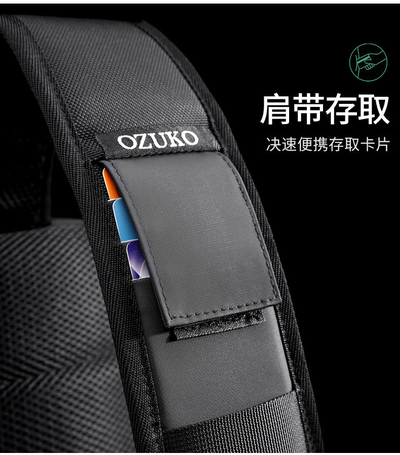 OZUKO Men's Functional Chest Bag Waterproof Crossbody Bag Multifunctional Shoulder Bag Outdoor Sports Large Capacity Trendy Bag - 图片 18