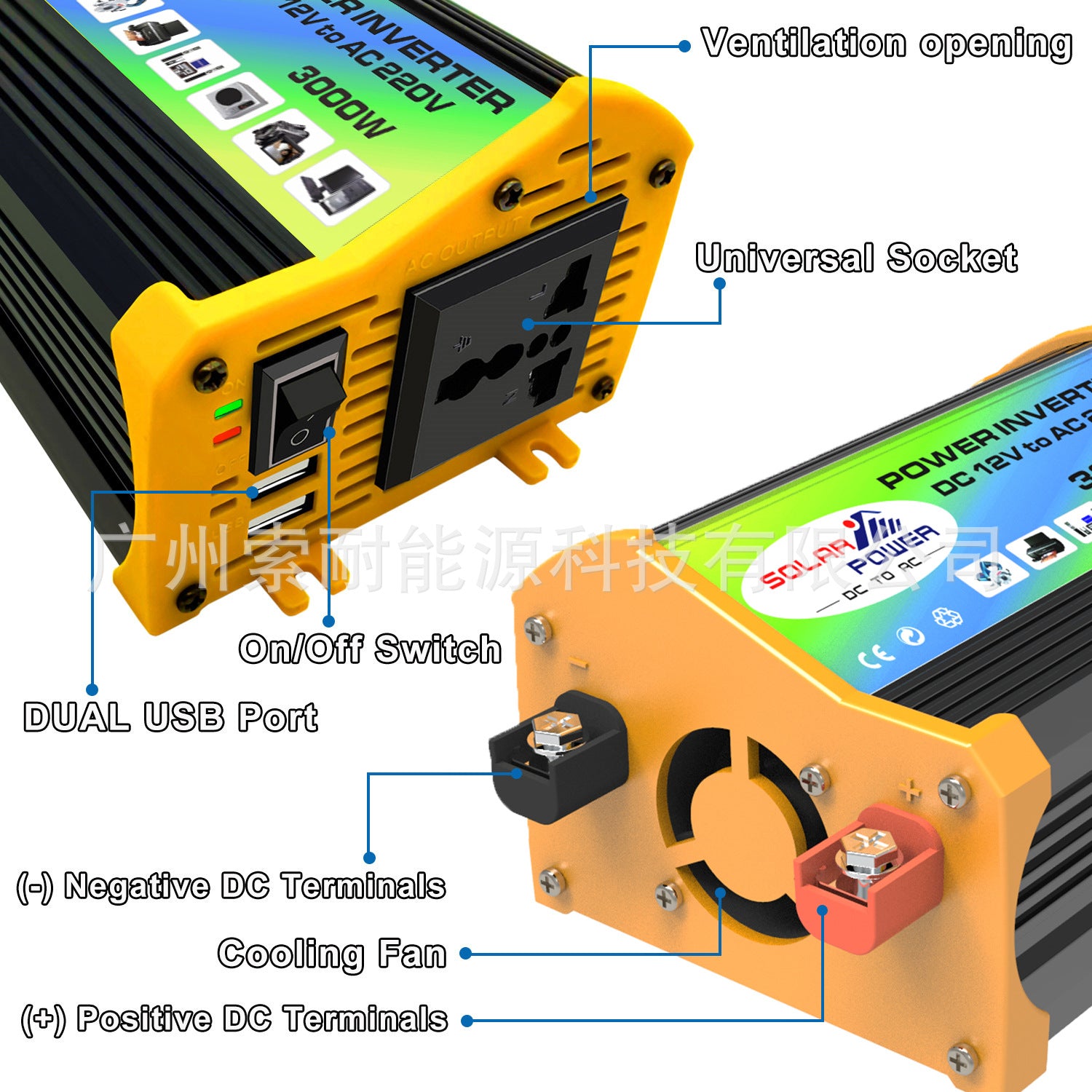 Car Small Electrical Appliances Car Converter Inverter300W Dc12V Transfer Communication110V/220V Double USB Mouth - 图片 25