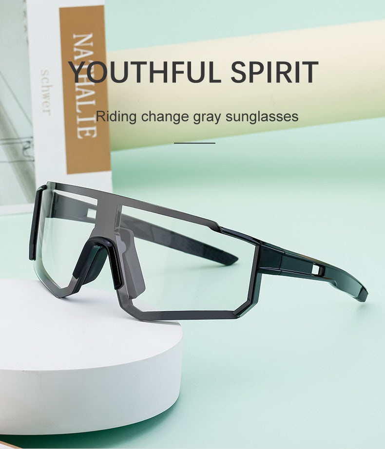 European and American One-piece Photochromic Sunglasses Women Outdoor Cycling Sports Windproof Sunglasses Men Wholesale shades - 图片 8