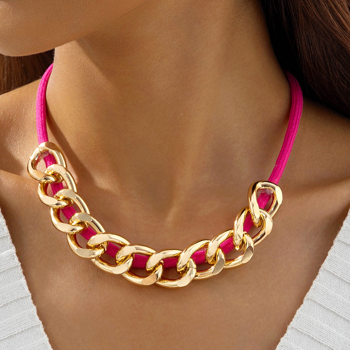 European and American Style Unique Knot Design Statement Necklace Drawstring Snake Chain Clavicle Chain Women's Simple Pendant Jewelry - 图片 17