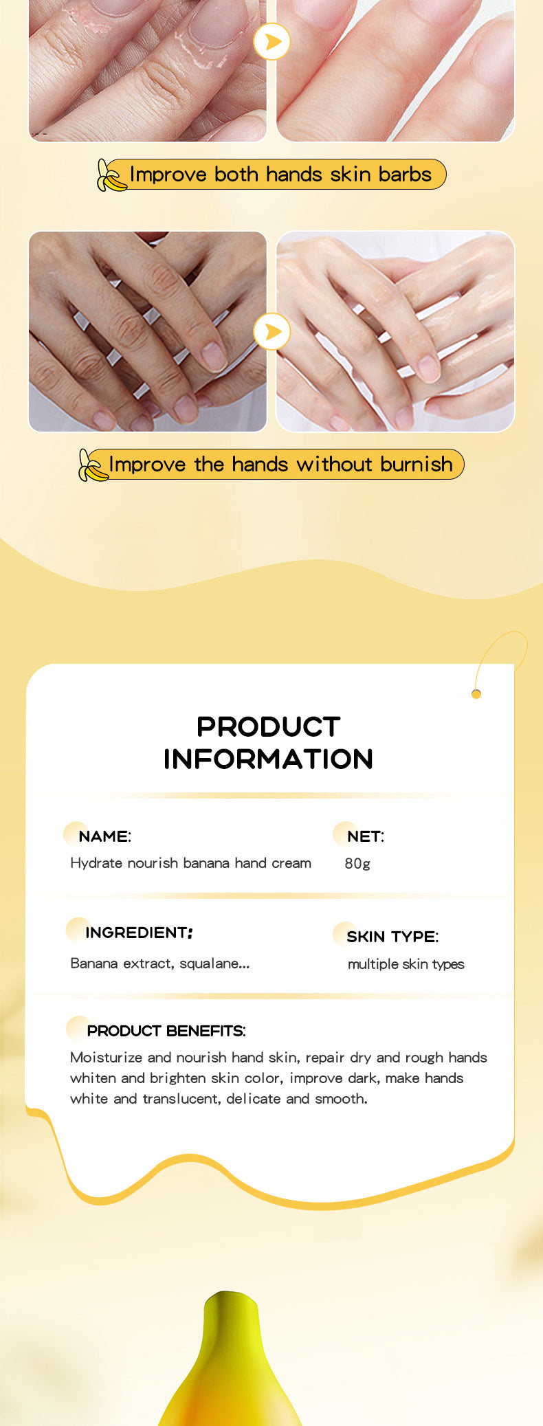 Banana Squalane Hydrating Hand Cream SADOER Autumn and winter nourishing hand cream cross-border foreign trade wholesale - 图片 14