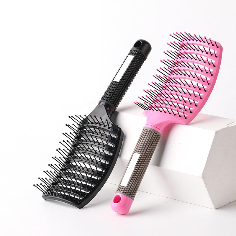 Large Curved Comb, Ribbed Hair Comb, Boar Bristle Curved Massage Comb, Nine-Row Comb, Styling Curling and Smoothing Comb, Cross-Border