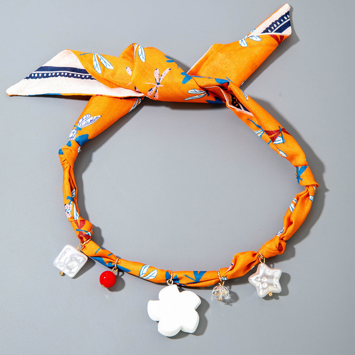 European and American Style Long Silk Scarf Necklace, Light Luxury High-End Feel, Multiple Pendants, Pearl Colorful Silk Scarf Necklace - 图片 15