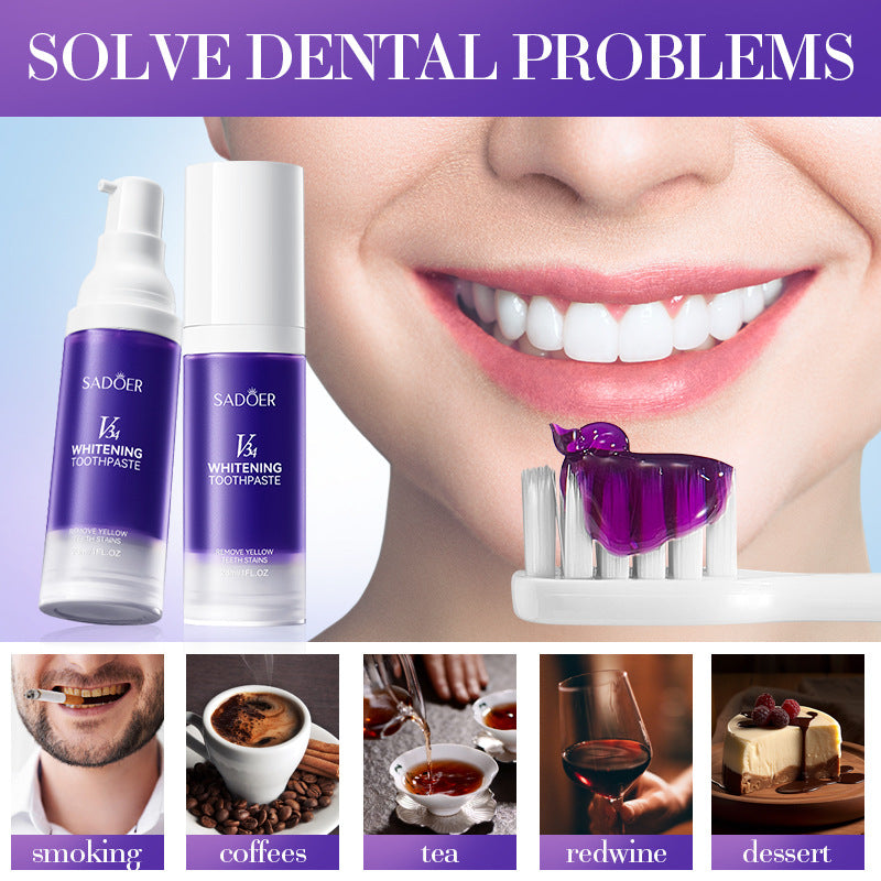 V34Whitening Toothpaste28ml SADOER Clean Teeth Clean Toothpaste Cross-Border Foreign Trade Wholesale