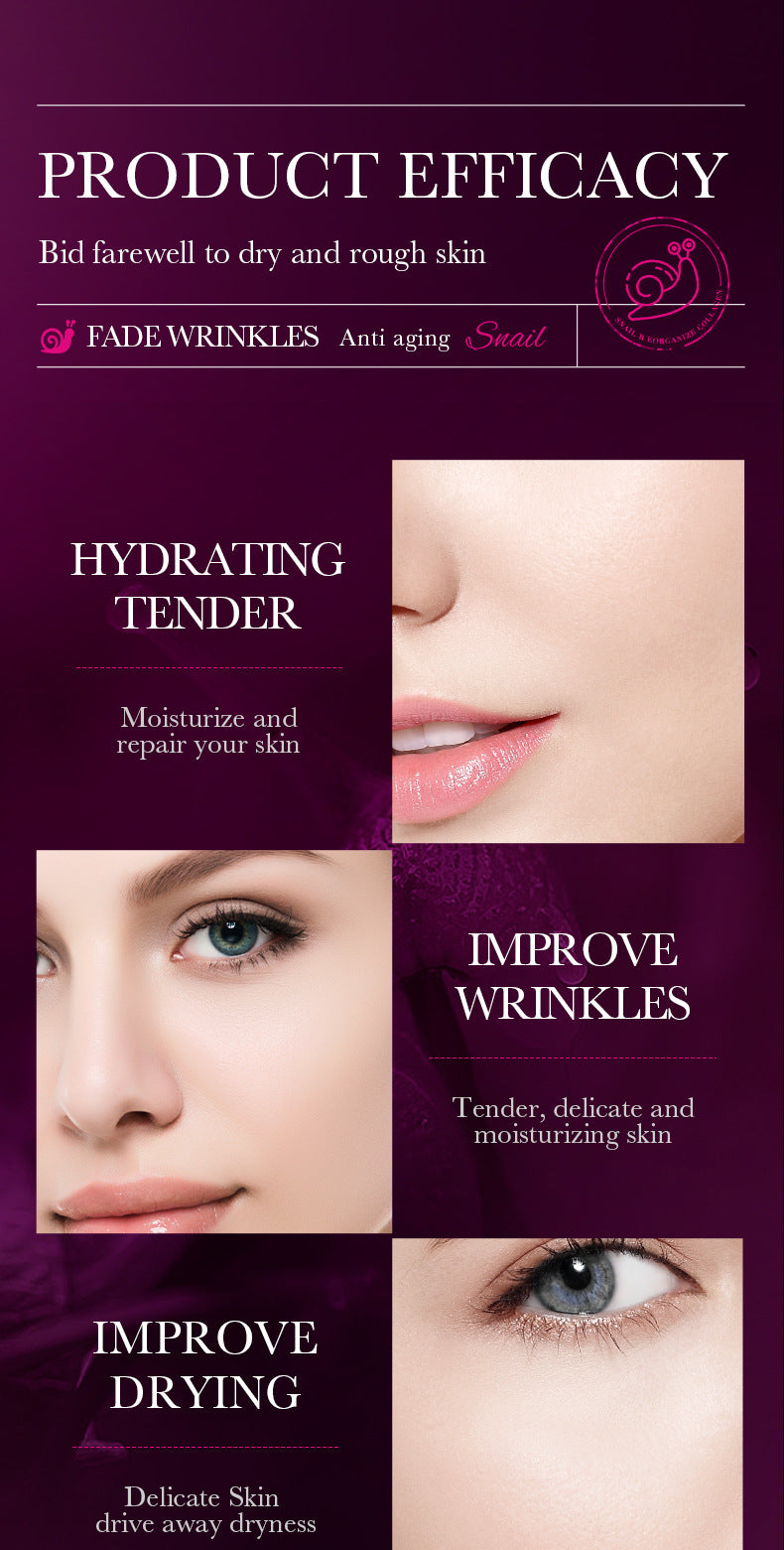 Snail Essence SADOER Collagen Delicate Moisturizing Hydrating Nourishing Cross-Border Wholesale - 图片 17