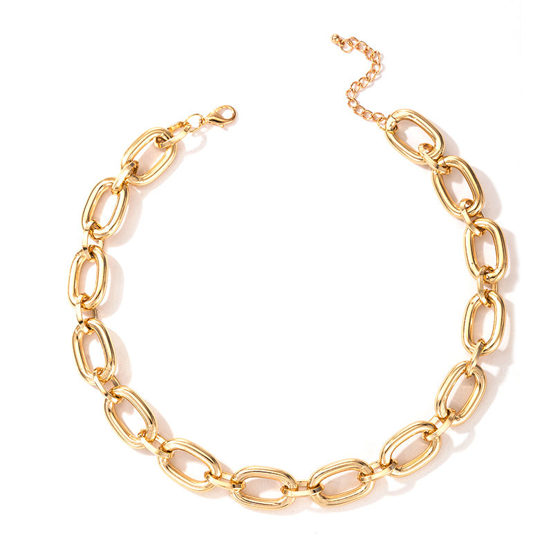 European and American Ornament Fashion Hip-Hop Short Thick Chain Geometric Necklace Metal Exaggerated Necklace - 图片 29