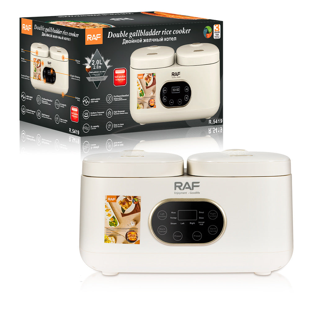 RAF European Standard Rice Cooker Smart2L Fully Automatic Health Care Household Stainless Steel Double Pot Multi-Functional R.5419 - 图片 14