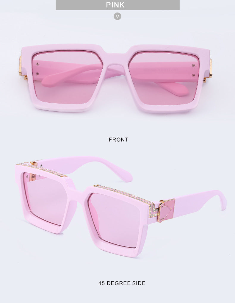 Diamond-Studded Large Square Frame Sunglasses for Women, European and American Style, 0k Influencer Same Style Sunglasses for Men, Trendy and High-End Feel shades - 图片 30